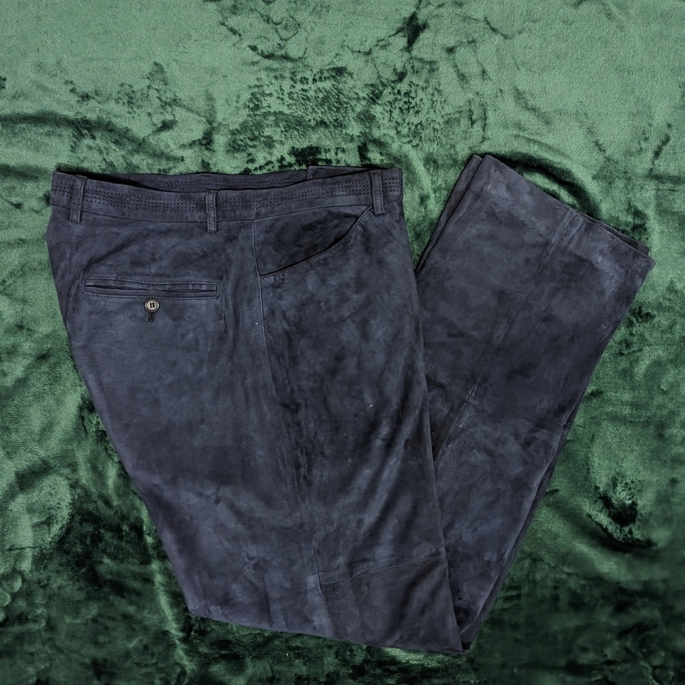 DKNY Men's Midnight Navy Suede Dress Pants 34x30